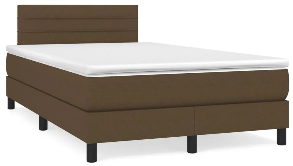 Κρεβάτι Boxspring με Στρώμα & LED Σκ.Καφέ 120x190εκ. Υφασμάτινο 3270049