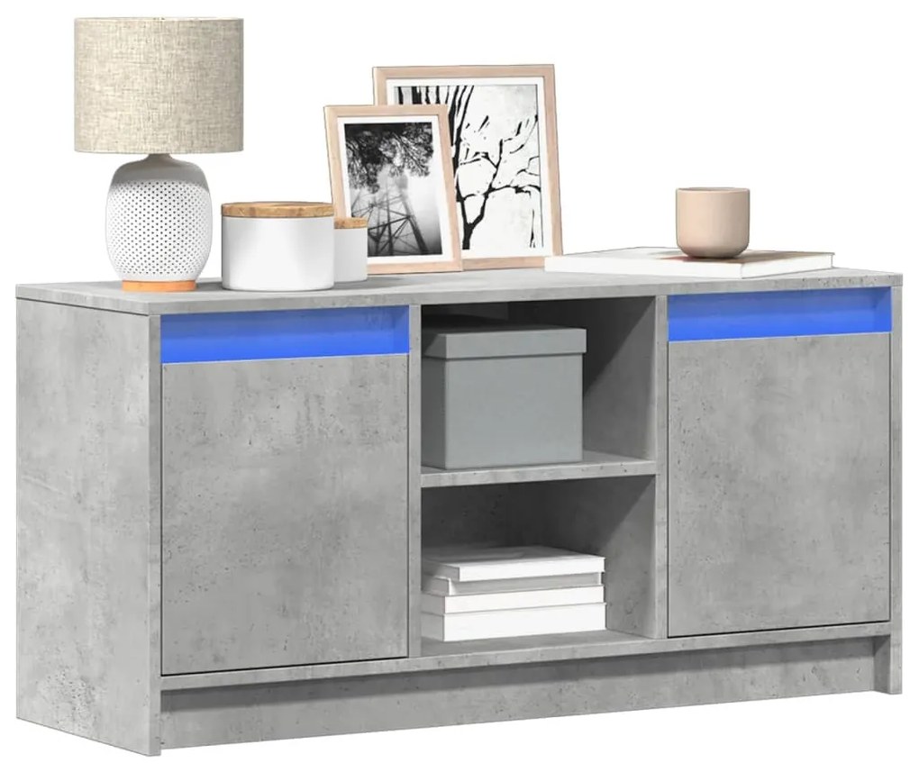 Έπιπλο Τηλεόρασης με LED Γκρι Σκυρ. 100x34x50 εκ. Επεξ. Ξύλο