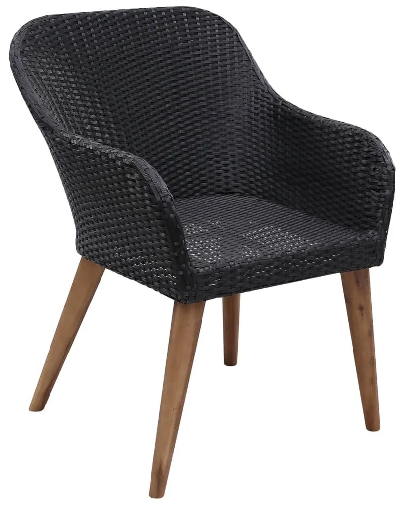 vidaXL Σετ Τραπεζαρίας Κήπου 7 Τεμαχίων Μαύρο