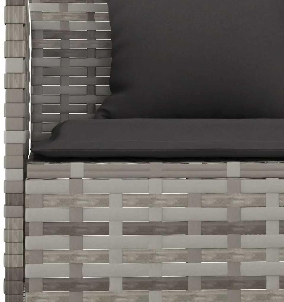 vidaXL Καναπές Κήπου με Σχήμα L Γκρι από Συνθετικό Ρατάν με Μαξιλάρια