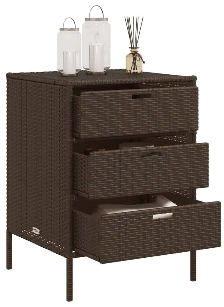 vidaXL Ντουλάπι Αποθήκευσης Κήπου Καφέ 55x59x80 εκ. Συνθετικό Ρατάν
