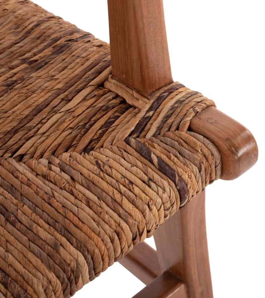 Καρέκλα-Πολυθρόνα Τραπεζαρίας C9400.01 Ξύλο Teak και Ψάθα Καρυδί-Μπέζ 54x58x86,5Yεκ. 54x58x86.5 εκ.