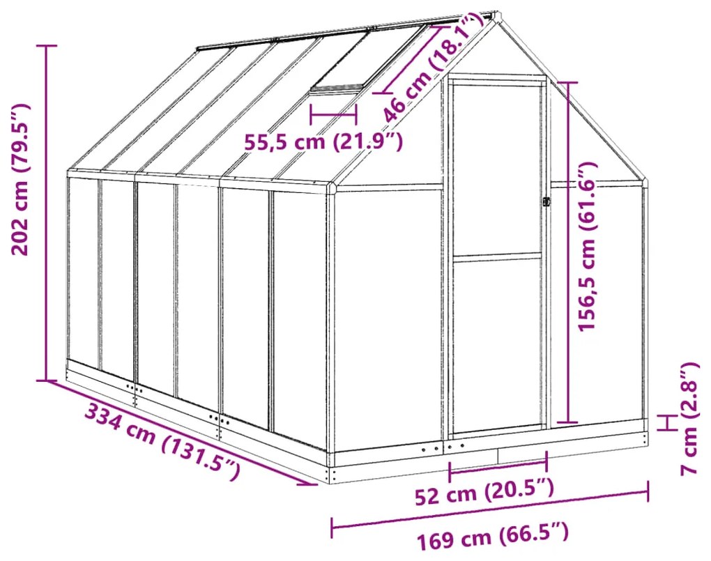 ΘΕΡΜΟΚΗΠΙΟ ΜΕ ΠΛΑΙΣΙΟ ΒΑΣΗΣ ΠΡΑΣΙΝΟ 334X169X202 ΕΚ. ΑΛΟΥΜΙΝΙΟΥ 3266330