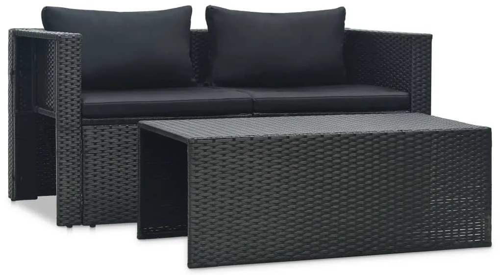 vidaXL Σαλόνι Κήπου 6 Τεμαχίων Μαύρο από Συνθετικό Ρατάν με Μαξιλάρια