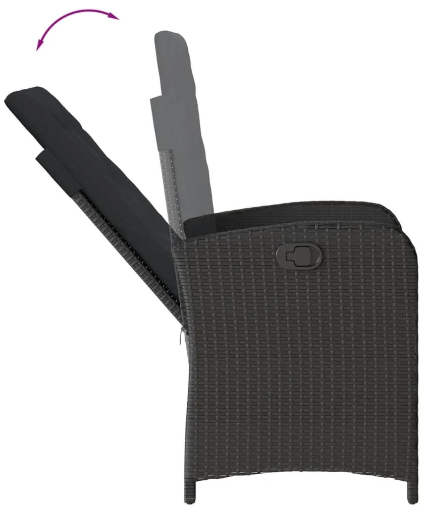 vidaXL Σετ Τραπεζαρίας Κήπου 9 τεμ Μαύρο από Συνθ. Ρατάν με Μαξιλάρια