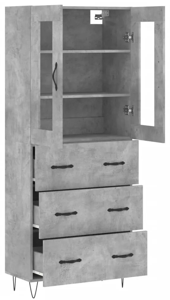 vidaXL Ντουλάπι Γκρι Σκυροδέματος 69,5x34x180 εκ. Επεξεργασμένο Ξύλο