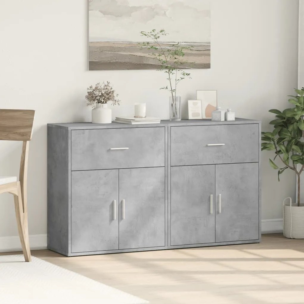 vidaXL Βοηθητικά Ντουλάπια 2 τεμ. Γκρι Σκυρ. 60x31x70εκ Επεξεργ. Ξύλο