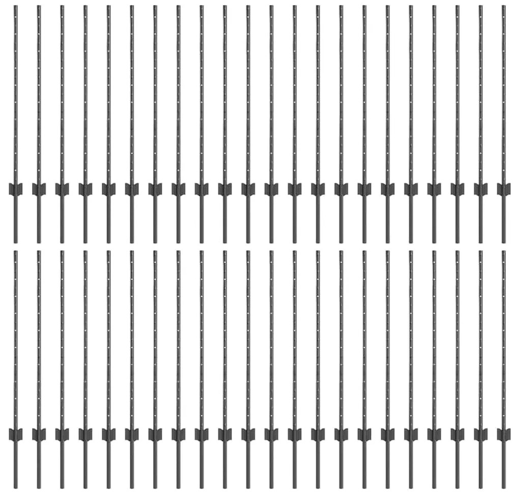 vidaXL Ασημένιοι Πόλοι Φράχτη 44 pcs Γκρι Ατσάλι