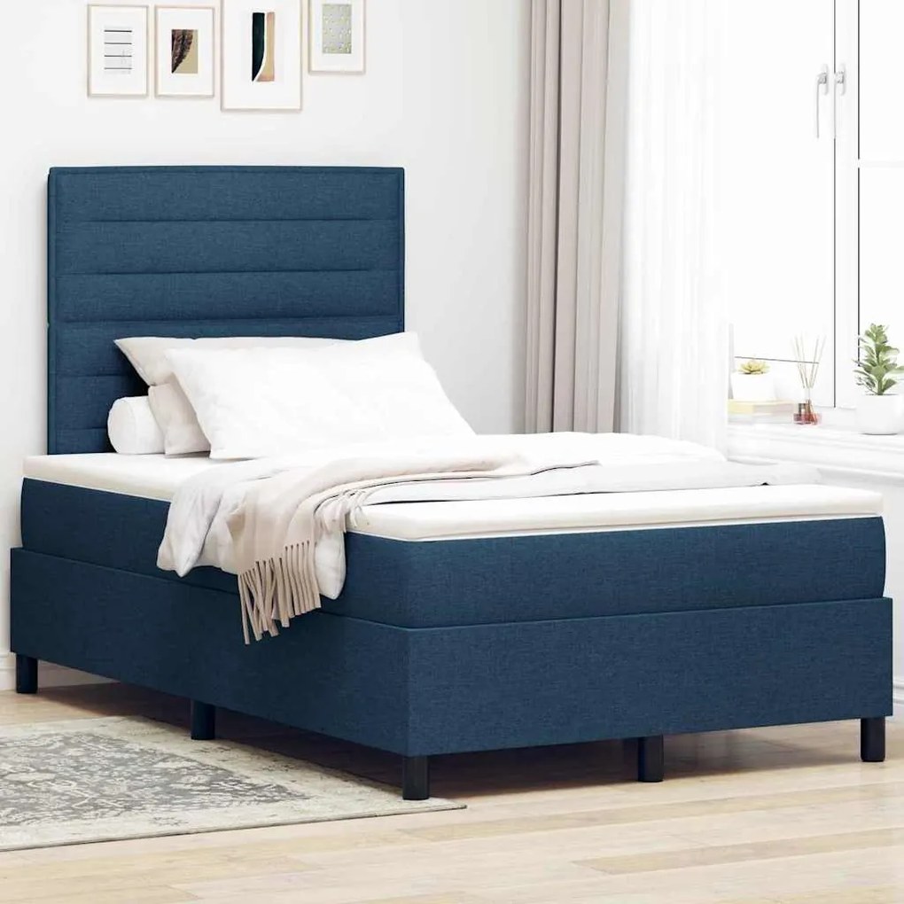 vidaXL Κρεβάτι με Σπαστή Βάση με Στρώμα Μπλε 120x200 cm Ύφασμα