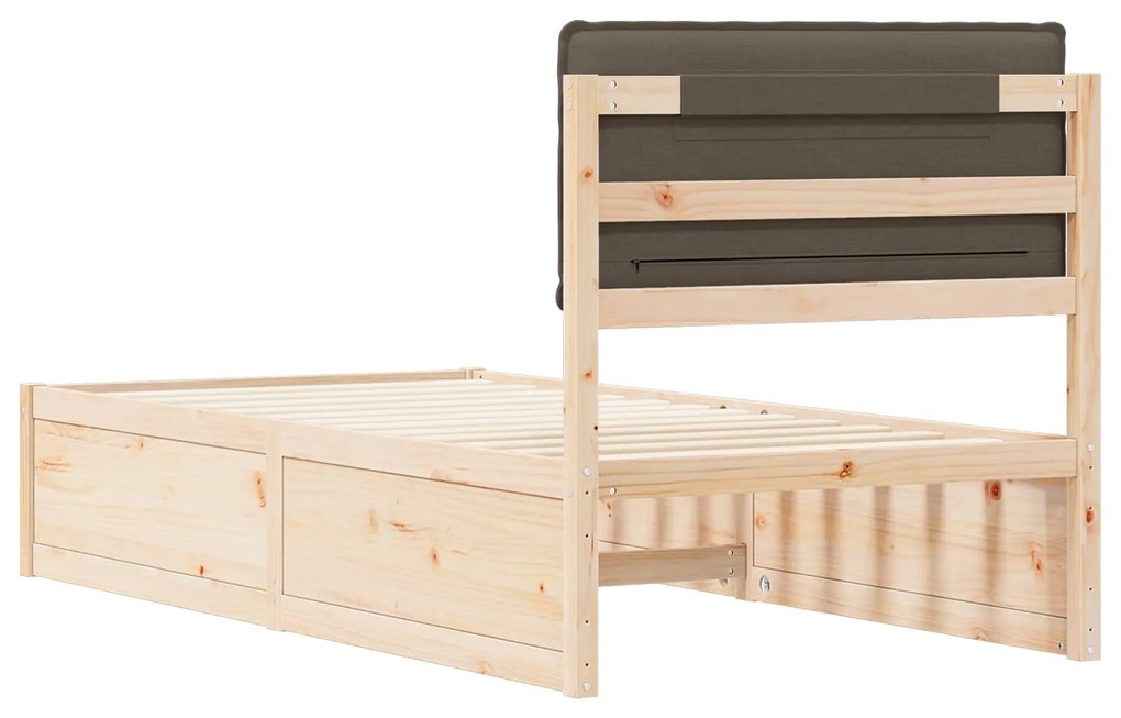 vidaXL Σκελετός Κρεβατιού με Επενδεδυμένο Κεφαλάρι Taupe 75 x 190 cm