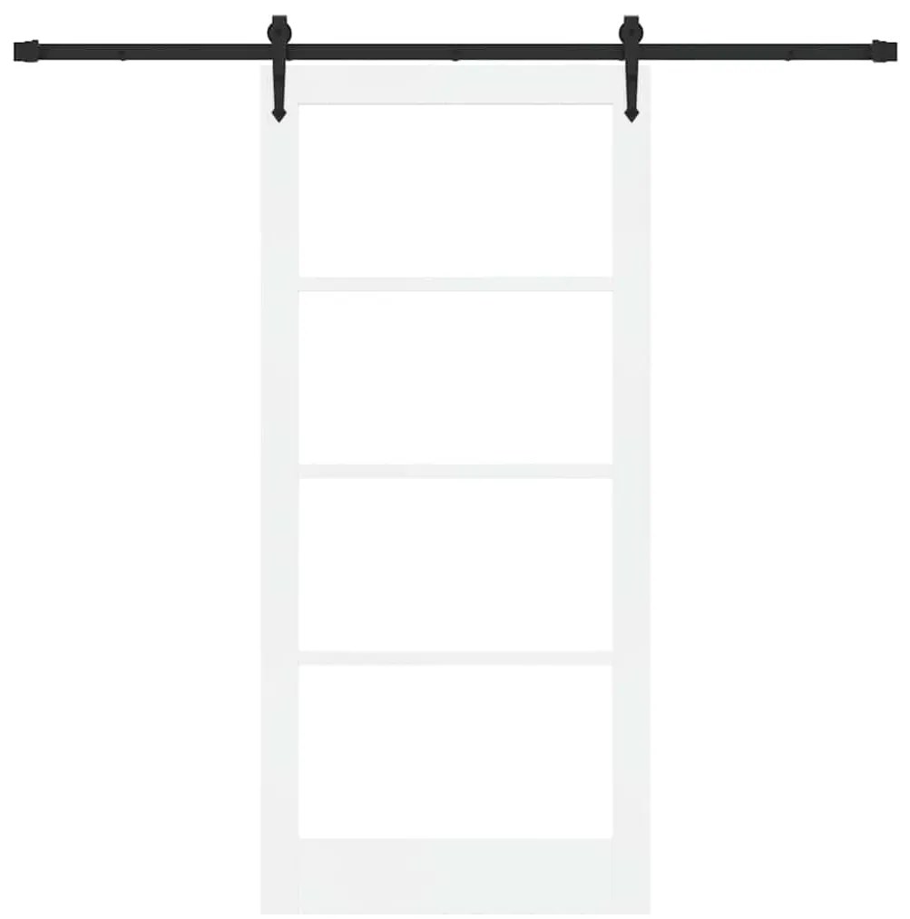 vidaXL Συρόμενη Πόρτα Χειροκίνητος Λευκό 93 x 202 cm Ξύλο και μέταλλο