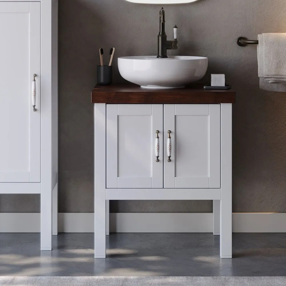 Έπιπλο Μπάνιου Πάγκος Με Νιπτήρα London 65 S3BLON065WHM 65x50x72cm White Πορσελάνη,Mdf