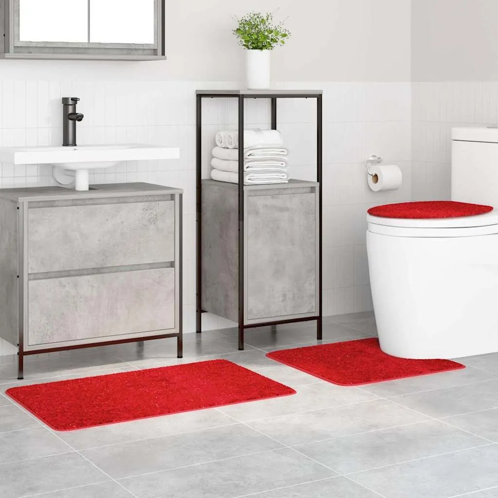 vidaXL Πατάκι μπάνιου 3 pcs Κόκκινο 50 x 50 cm Πολυπροπυλένιο