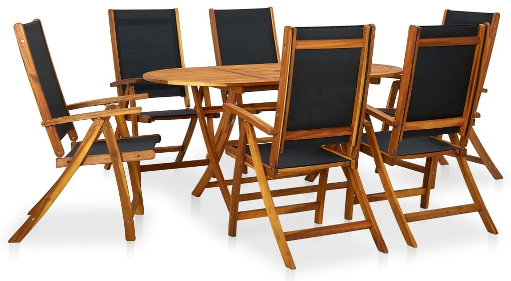 vidaXL Σετ Τραπεζαρίας Εξωτερικού Χώρου 7 τεμ. από Μασίφ Ξύλο Ακακίας