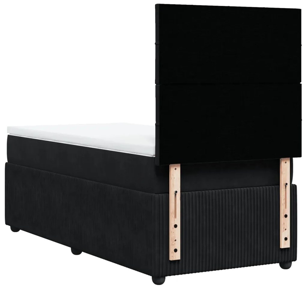vidaXL Κρεβάτι Boxspring με Στρώμα Μαύρο 90x190 εκ. Βελούδινο