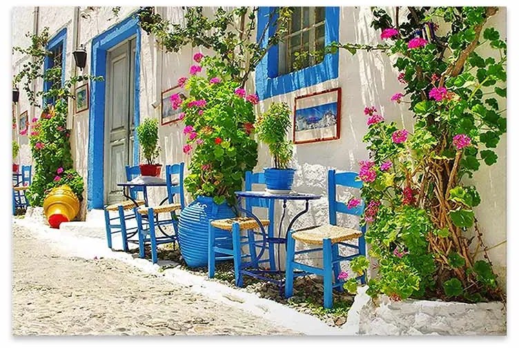 Πίνακας σε καμβά "Greek Street Tavern" Megapap ψηφιακής εκτύπωσης 60x40x3εκ.-GP033-0056