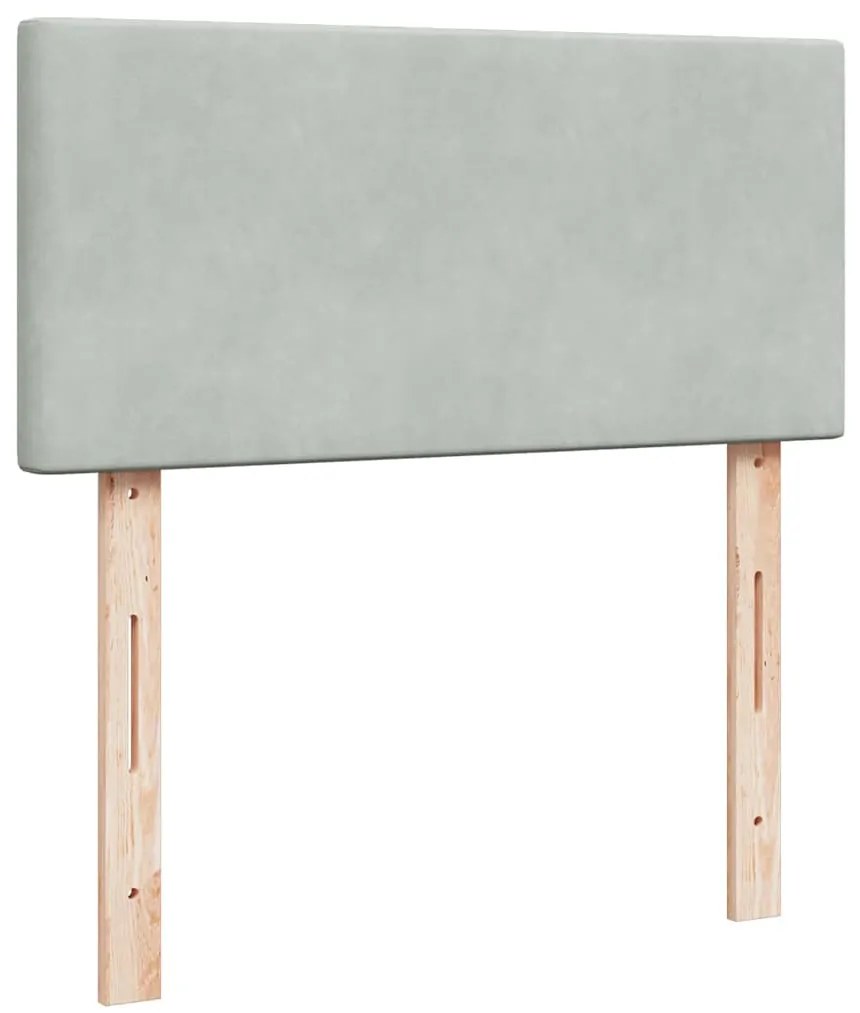 vidaXL Κρεβάτι Boxspring με Στρώμα Ανοιχτό Γκρι 90x200 εκ. Βελούδινο