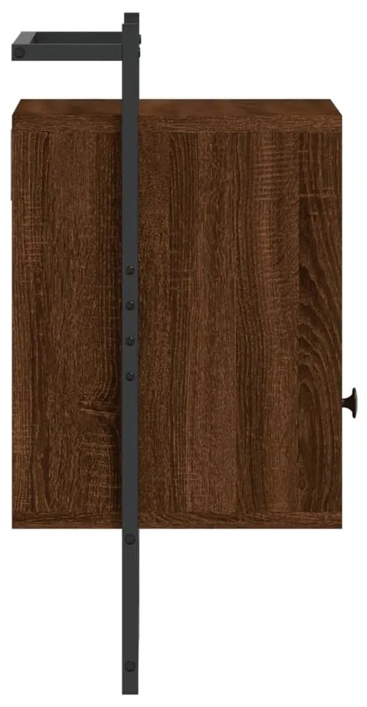 vidaXL Κομοδίνο Επιτοίχιο Καφέ Δρυς 40x30x61 εκ. από Επεξεργ. Ξύλο
