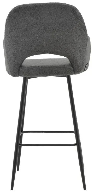 Σκαμπό bar Renish ύφασμα μπουκλέ γκρι και μεταλλικό μαύρο πόδι 51x57x114εκ 2αδα 51x57x114 εκ.