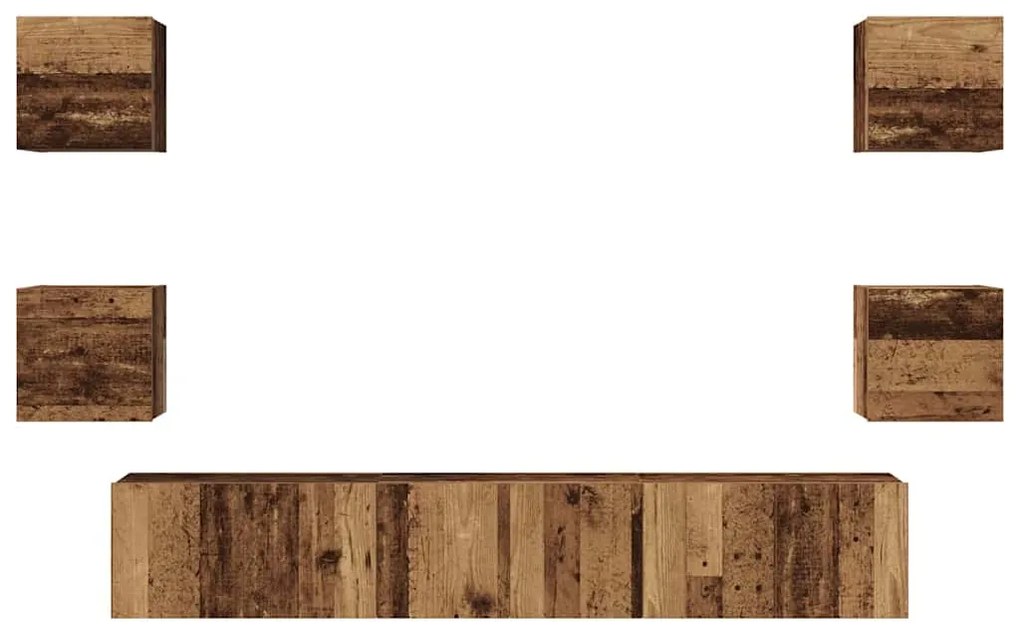 vidaXL Σετ επίπλου τηλεόρασης 7 pcs Παλιό Ξύλο Επεξεργασμένο ξύλο