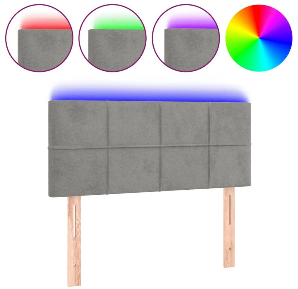 Κεφαλάρι Κρεβατιού LED Ανοιχτό Γκρι 90x5x78/88 εκ. Βελούδινο 3121648