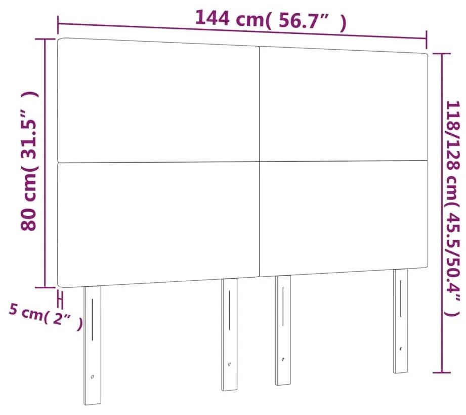 Κεφαλάρι Κρεβατιού LED Σκούρο Μπλε 144x5x118/128 εκ. Βελούδινο - Μπλε