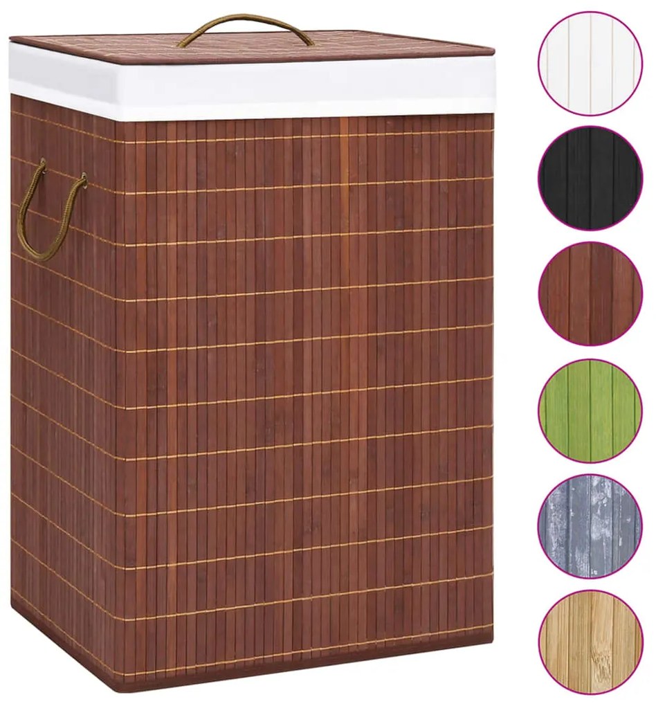 vidaXL Καλάθι Άπλυτων με 2 Τμήματα Καφέ 72 Λίτρα από Μπαμπού