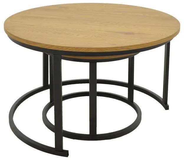 Τραπεζάκι Σαλονιού Revelon σετ 2 τεμ MDF σε Oak χρώμα 80x80x45εκ. 80x80x45 εκ.