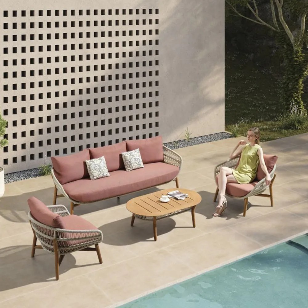 Σαλόνι Κήπου Vasca-3 01-00-2659 (Σετ 4Τμχ) Με Μαξιλάρια Terracotta 5 Θέσεων
