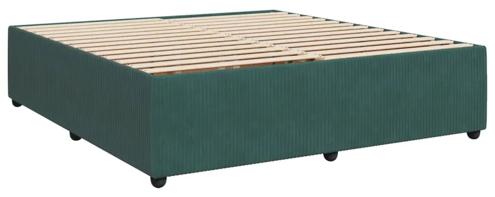 vidaXL Κρεβάτι Boxspring με Στρώμα Σκούρο Πράσινο 200x200εκ. Βελούδινο