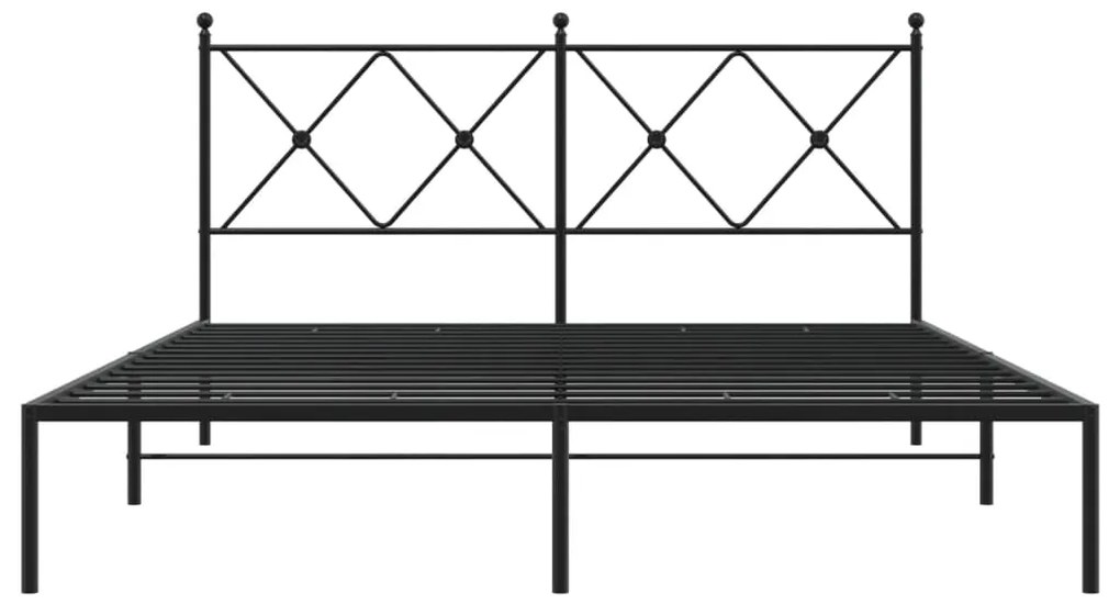 Πλαίσιο Κρεβατιού με Κεφαλάρι Μαύρο 160 x 200 εκ. Μεταλλικό - Μαύρο