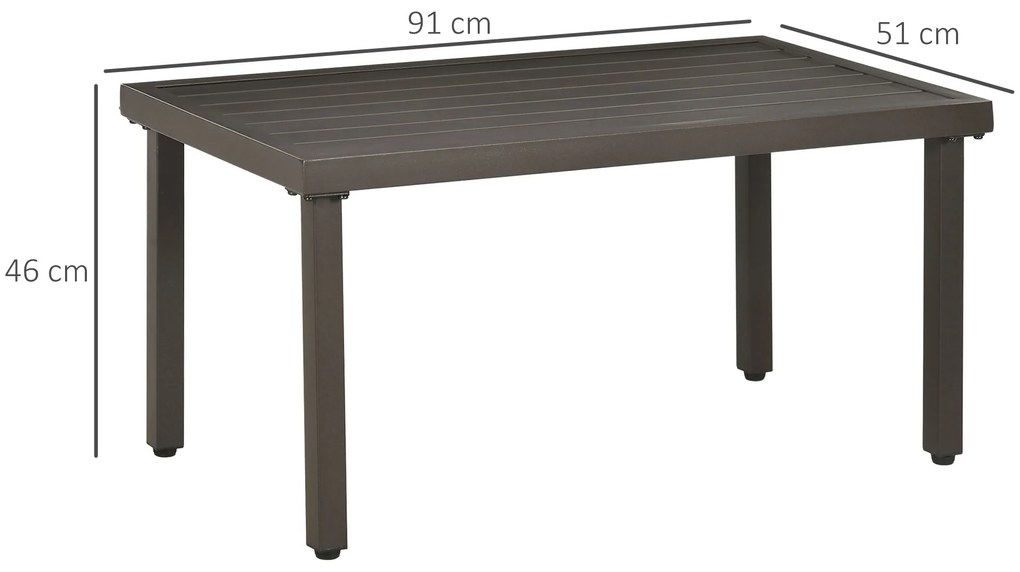 Outsunny Τραπέζι Κήπου, Τραπεζάκι, Ατσάλινο πλαίσιο, καφέ, 91 x 51 x 46 cm