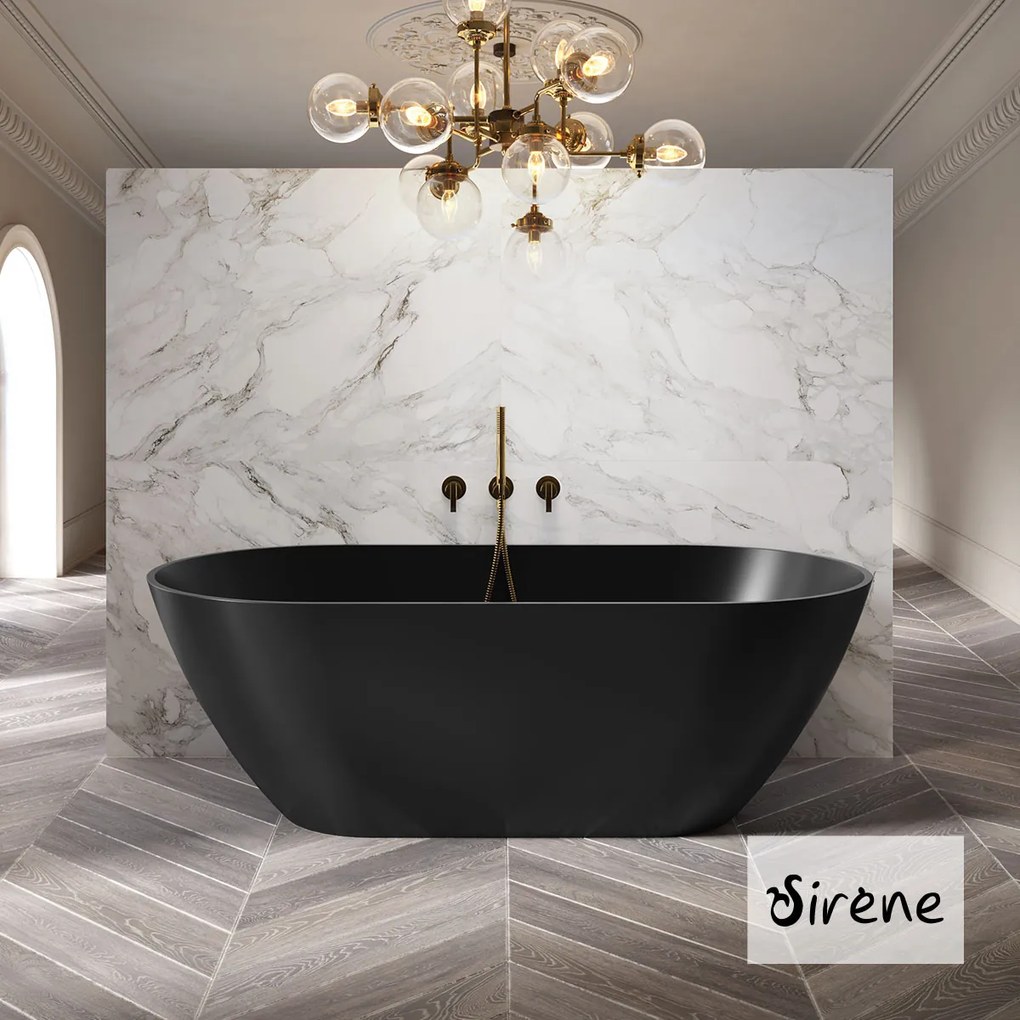 Μπανιέρα Solid Surface Ελεύθερης Τοποθέτησης CUSCO Freestanding 165x85, Sirene Black Matt CUS16585-401