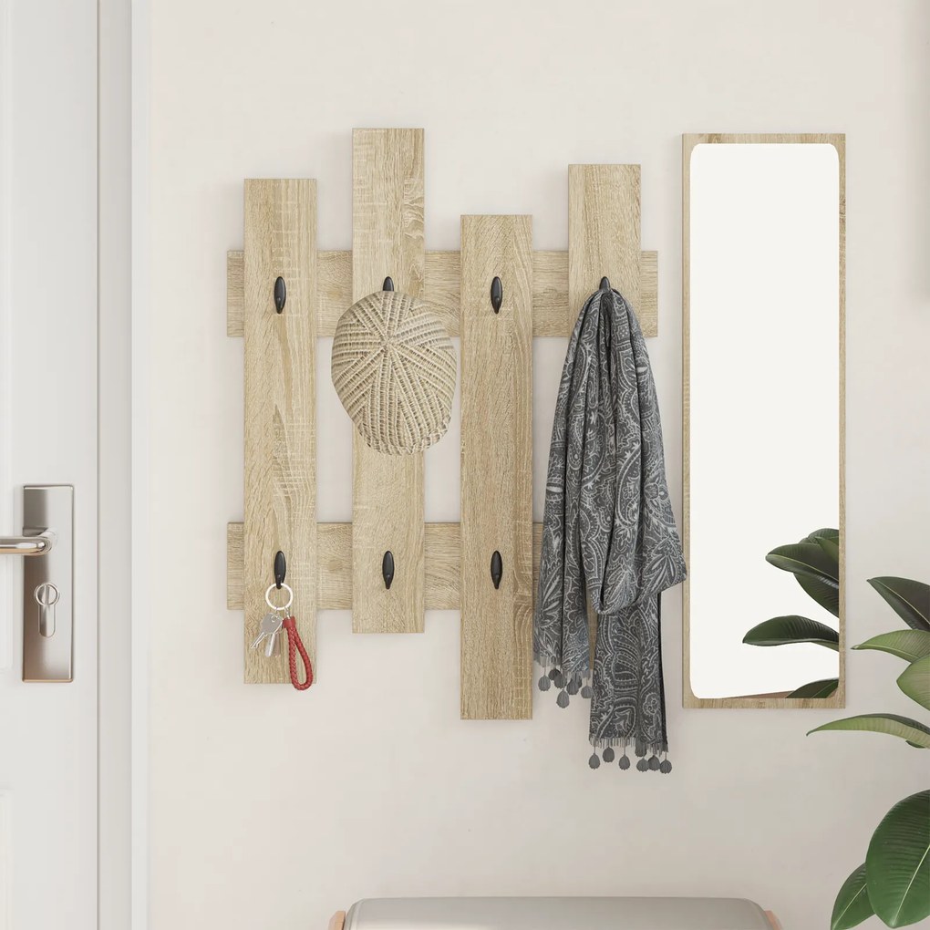 vidaXL Τοίχου Κρεμάστρα Sonoma Oak 60 x 3 x 82 εκ Επεξεργασμένο ξύλο