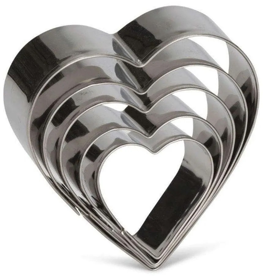 Κουπ-Πατ Καρδιές (Σετ 5Τμχ) 221.02013 Silver Patisse Stainless Steel
