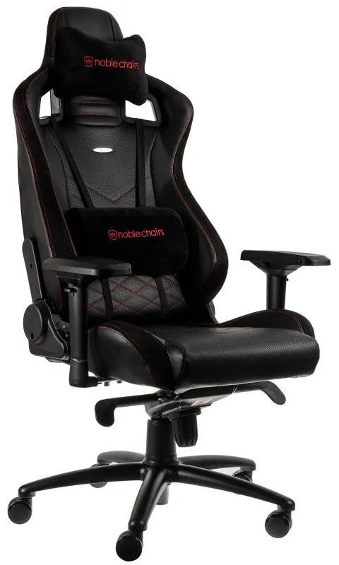 noblechairs EPIC Gaming Chair Breathable, 4D armrests, 60mm casters - black/red