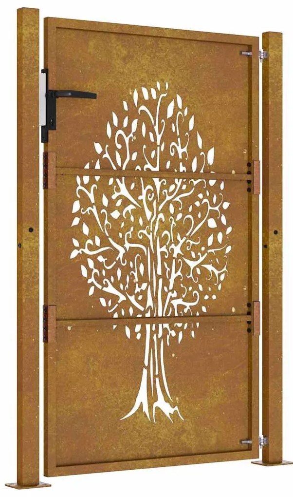 vidaXL Πόρτα Κήπου με Σχέδιο Δέντρου από Ατσάλι Corten 100x150 εκ.
