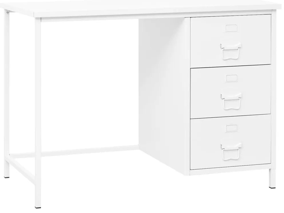 vidaXL Βιομηχανικό Γραφείο με Συρτάρια Λευκό 105x52x75 εκ. Ατσάλινο