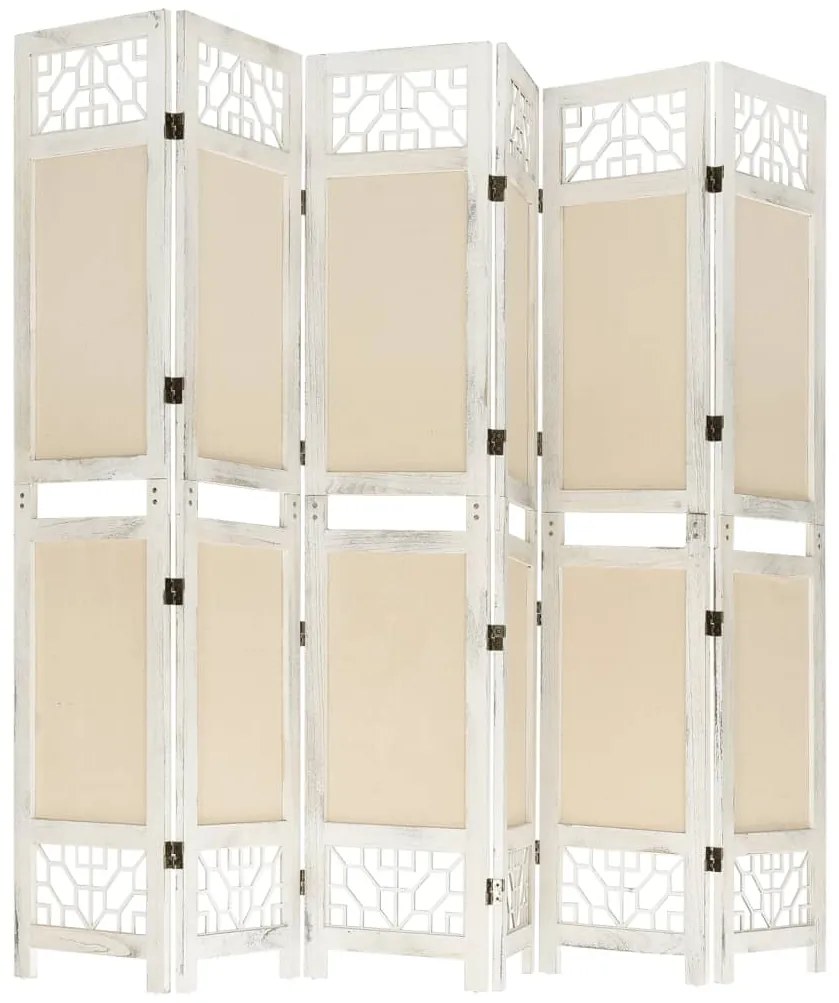 vidaXL Διαχωριστικό Δωματίου με 6 Πάνελ Κρεμ 210 x 165 εκ. Υφασμάτινο