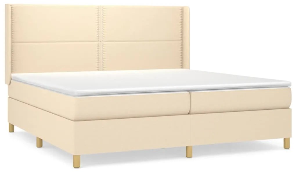 vidaXL Κρεβάτι Boxspring με Στρώμα Κρεμ 200x200 εκ. Υφασμάτινο