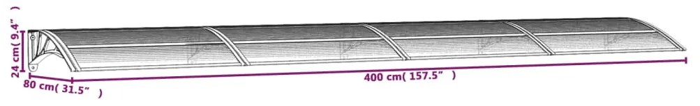 Στέγαστρο Πόρτας Μαύρο &amp; Διαφανές 400 x 75 εκ από Πολυκαρβονικό - Μαύρο