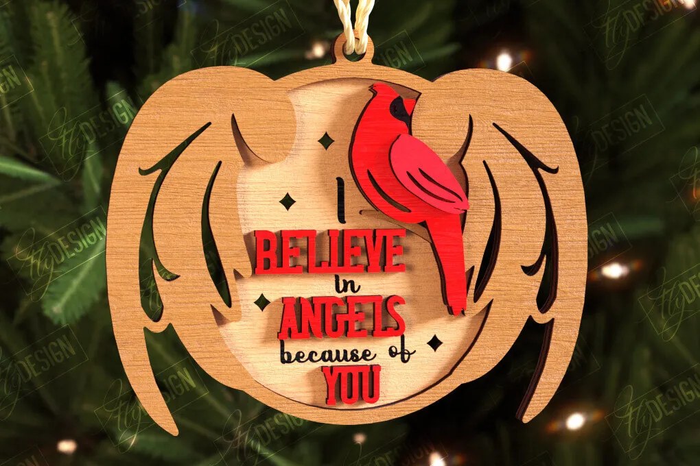 Σετ των 3 Intra απο ξύλο plywood 3mm-4mm πάχος Χριστουγεννιάτικα στολίδια καρδινάλιου αναμνηστικού Δίασταση 8x8 cm INTRAFABR-108897117