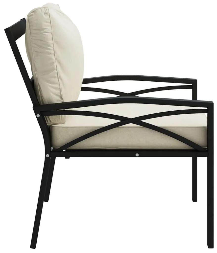 Καρέκλα Κήπου 68 x 76 x 79 εκ. Ατσάλινη Μαξιλάρια Χρώμα Άμμου - Μαύρο