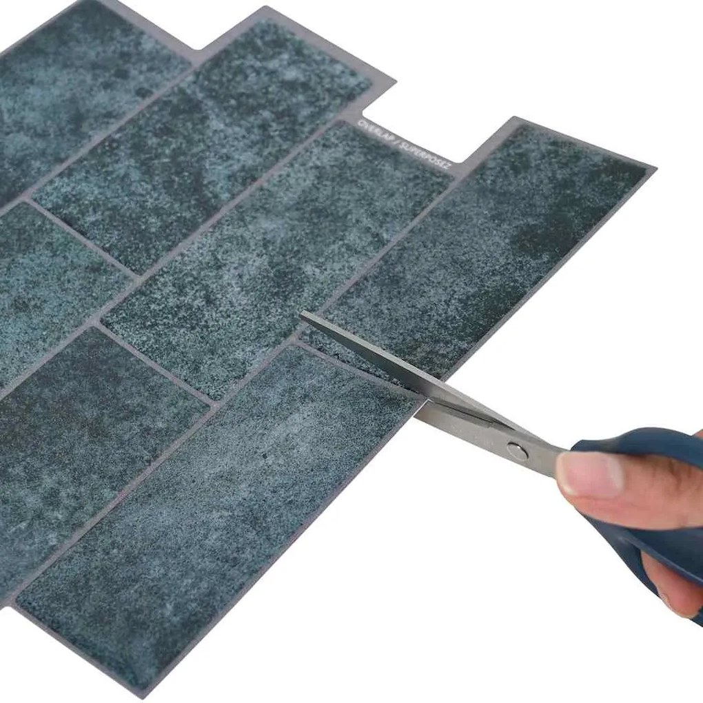 vidaXL Πλακάκι Subway 10 pcs Μπλε Πράσινο 29 x 21 εκ