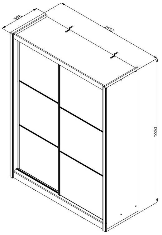 Ντουλάπα Navara με Καθρέφτη 165 Γκρί Δρύς 166x60x215,5 εκ. 166x60x215.5 εκ.