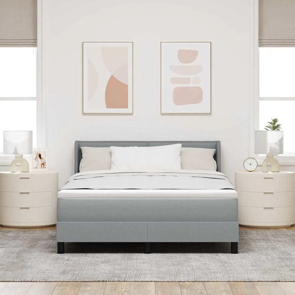 vidaXL Κρεβάτι box spring με στρώμα Ανοιχτό γκρι 140 x 190 cm
