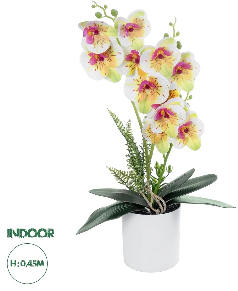 Artificial Garden WHITE - FUCHSIA ORCHID 21078 Διακοσμητικό Φυτό Λευκή - Φούξια Ορχιδέα Υ45cm