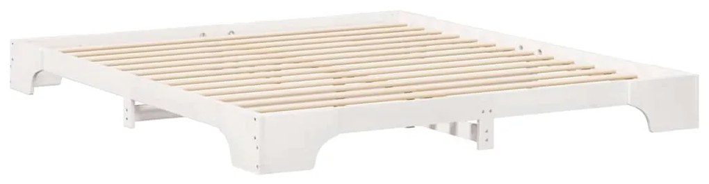 vidaXL Κρεβάτι δαπέδου Λευκό 180 x 210 cm Μασίφ ξύλο πεύκου