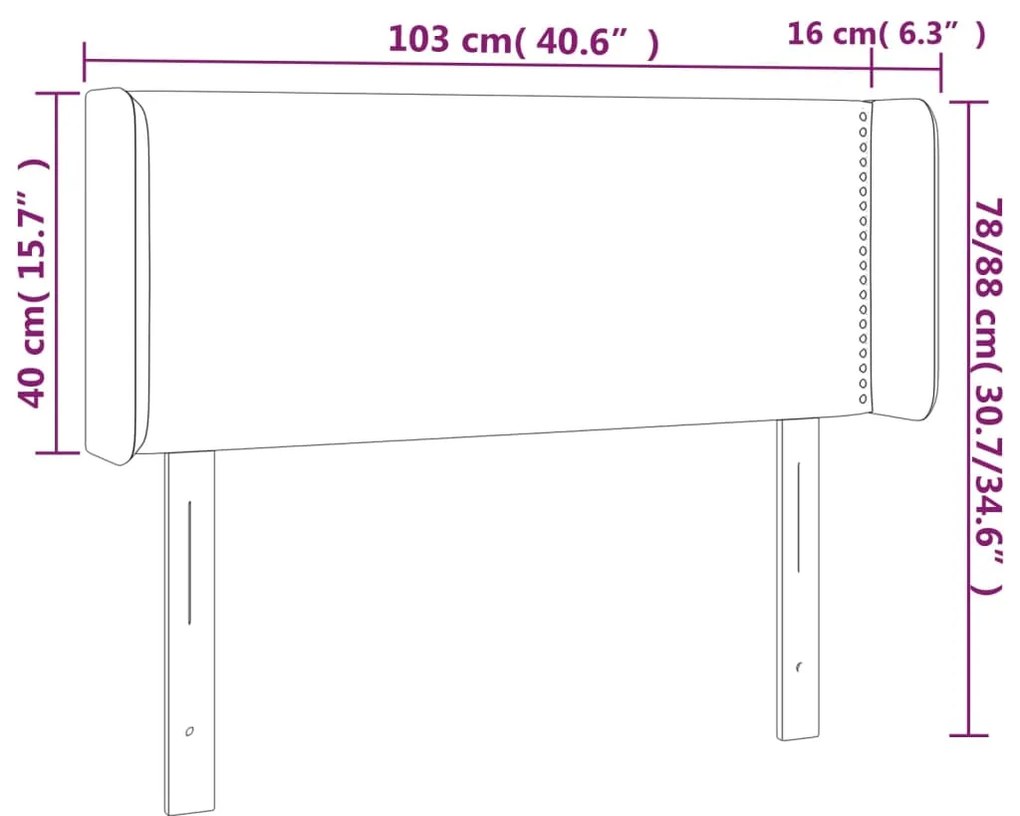 vidaXL Κεφαλάρι Κρεβατιού LED Σκούρο Μπλε 103x16x78/88 εκ. Βελούδινο