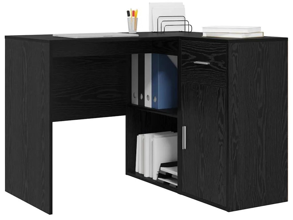 vidaXL Γωνιακό γραφείο Μαύρη δρυς 102 x 50 x 75 εκ Επεξεργασμένο ξύλο